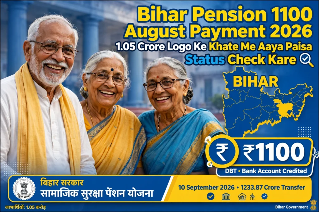 Bihar Pension 1100 August Payment 2026 Status Check